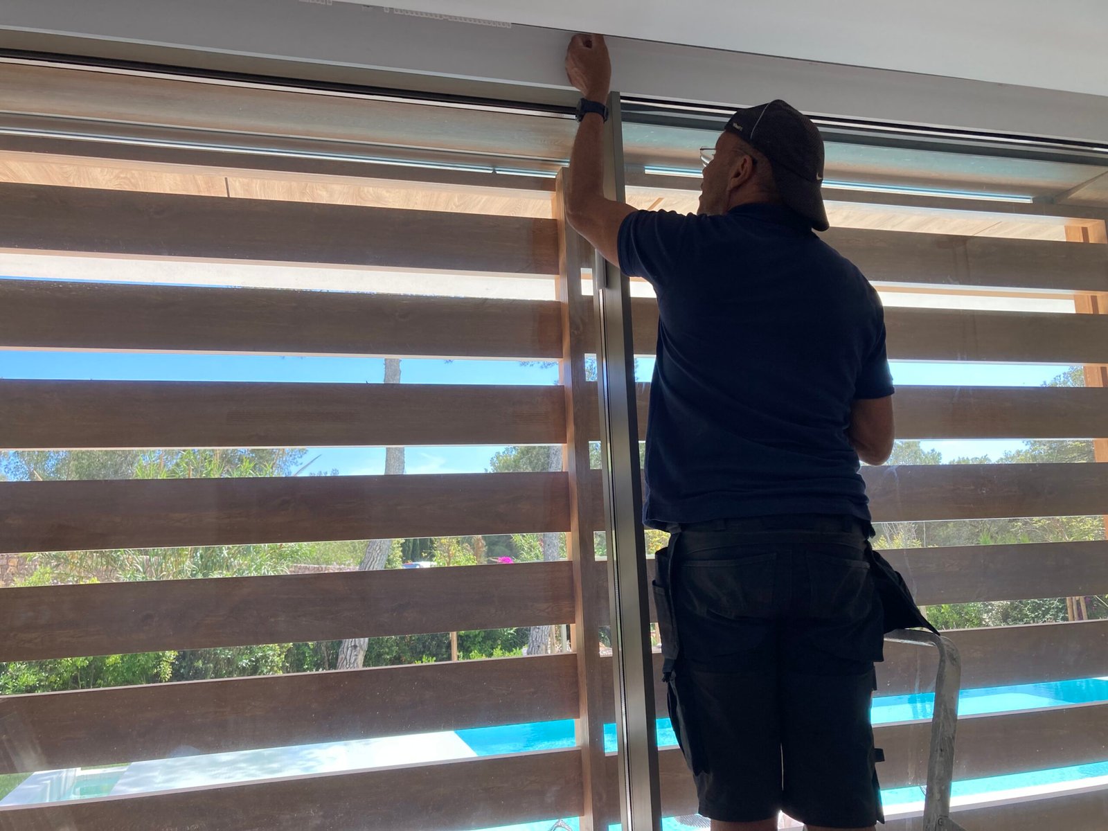 Electric curtains installed in a modern living room in Ibiza